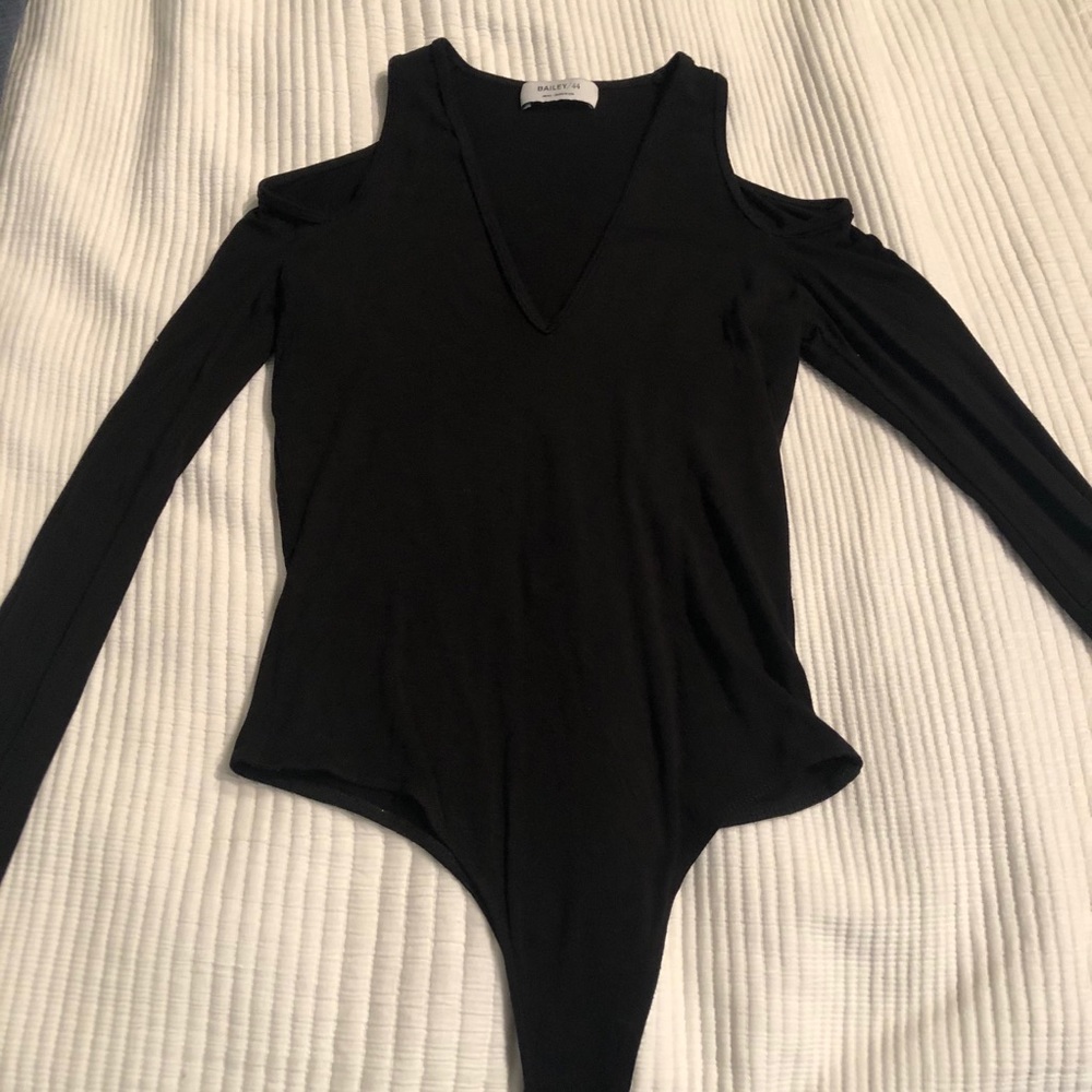 Black Long Sleeves Body Suit with Cold Shoulders